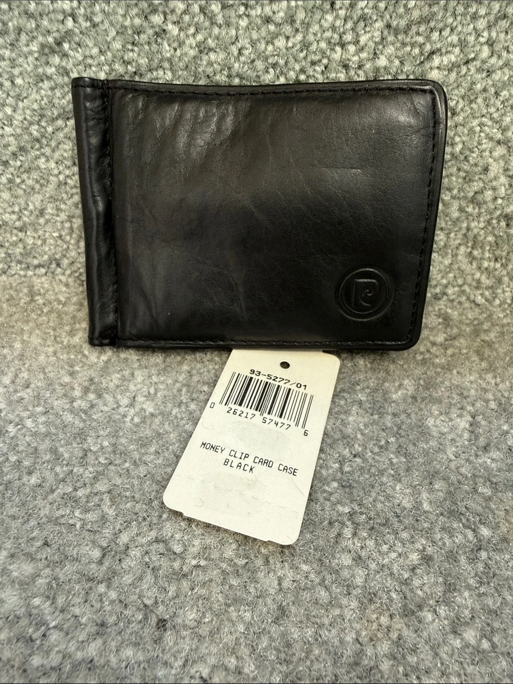 Rare Vintage Pierre Cardin Boutique Black Leather Money Clip Wallet